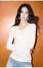 Shengdu26 Otoño Nuevo Diseño Irregular Ajuste Delgado Manga Larga Tejido Tencel Top para Mujeres Menudas