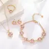 Han Feng Joyería Elegante para Mujer Mariposa Rosa con Goteo de Aceite Creativo Estilo Chanel Collar Pulsera Pendientes Anillo Juego de Cuatro Piezas