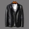 Chaqueta de Moda de Cuero para Hombre Estilo Coreano Moderna Ajustada Chaqueta de Negocios para Hombre Chaqueta de Motocicleta Otoño e Invierno Ropa para Hombre