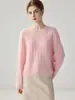 Suéter de punto trenzado 100% cachemira, corte holgado, para mujer, nuevo estilo otoño/invierno, con una textura similar a la de una nube, elegante y grueso, top de manga larga