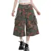 Pantalones Cargo Camuflaje de Estilo Hip-Hop Americano Casual Multibolsillos Resistentes Camuflaje Rectos Holgados Cortos Modernos