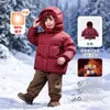 Jaqueta de Penas Térmica com 90% de Penas Armazenamento de Calor Três-Resistente Roupa Externa Infantil 2026 Novo Estilo de Inverno Meninos e Meninas Bebês Espessada