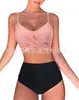 Bikini de Dos Piezas para Mujer de Estilo Europeo y Americano, Multicolor, Empacado Rígido, Push-Up, de Cintura Alta, que Favorece la Figura, para la Playa, Más Vendido en Aliexpress Amazon