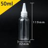 Garrafa de Bico Fino Atacado Pet Garrafa de Plástico Transparente 50ml Cola Emulsão Pigmento Água Agente Reembalagem 100ml Frasco Espremedor
