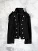Chica Caliente de Calle Transfronteriza Otoño/Invierno Chaqueta Estilo Retro Napoleón para Mujer Delgado con Capucha de Cuello Alto Ropa Exterior Decoración de Botones