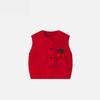 Cardigan de Tricô Colorido Puro para Menina, Primavera e Outono, Gola Redonda, Colete de Algodão Infantil, Colete de Cereja para Bebê, Colete para Bebê
