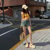 Jeans Cortos de Tiro Bajo Desgastados Estilo Chica Hot Retro Americano, Nuevos Pantalones Cortos Elásticos Ajustados al Cuerpo