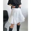 Não viciante Doce e Picante Temperamento Elástico Cintura Alta Emagrecedor Bolha Tulipa Botão Saia Curta Saia-Short Design Moderno Saia