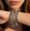 Joias Transfronteiriças Europeias e Americanas Padrão Geométrico de Metal Pulseira Aberta Moda Curva Lisa Pulseira Exagerada Atacado