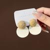 Aretes de Aguja de Plata Estilo Retro Hong Kong Ocio Arte Estilo Vacacional Madera Calada Creativos Tejido de Rafia Aretes de Moda para Mujer
