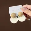 Pendientes Geométricos Huecos de Madera Estilo Retro Europeo y Americano, Nuevos Pendientes Largos Exagerados de Rafia Estilo Festivo Personalizados para Mujer
