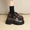 Mocasines de suela gruesa para mujer, nueva colección primavera/otoño 2026, zapatos de vestir de estilo británico de moda, zapatos pequeños de cuero retro con cordones y tacón medio