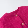Venta al por mayor de ropa para mujer de estilo europeo y americano, estilo INS transfronterizo, chaqueta de tweed elegante y versátil con cinturón para ceñir la cintura