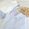 Nova Camisa Listrada Fresca Artística Solta de Outono e Primavera Manga Longa Oxford Branca e Azul Feminina