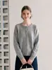 Estilo simple, cuello redondo, manga raglán, suéter corto de punto para mujer, nueva colección de otoño 2026, chaqueta suéter de corte holgado, 25738