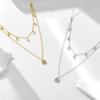 Europeu e americano cross-border jóias s925 prata esterlina dupla camada colar feminino simples versátil moda bolinhas zircão corrente clavícula curta