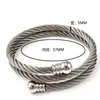 Pulsera trenzada ajustable con cabeza de cuenta redonda de acero inoxidable, Pulsera tejida que no se decolora, Doble capa de acero de titanio, Pulsera apilable moderna