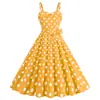 L Fábrica de Comércio Exterior Fonte Transfronteiriça Roupas Femininas Sexy Alça Fina Tomara-que-caia Estampa de Bolinhas Babado Linha A Grande Rodado Vestido