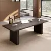 Escritorio Minimalista de Madera Maciza Estilo Italiano, Mesa de Trabajo Larga, Doble Persona, Lujo Ligero, Moderno, Pequeño Apartamento, Estudio, Hogar, Computadora, Oficina
