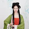 Traje Antiguo Hanfu una pieza moño traje antiguo estilo hanfu peluca negra larga recta elegante diadema de mariposa fila de pelo