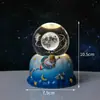 Bola de Cristal Céu Estrelado Gravada a Laser 3D com Luz, Luz Noturna Giratória Automática, Ornamento de Mesa, Luz de Atmosfera, Presente de Aniversário