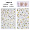 Pegatinas de uñas láser con mariposas doradas para uñas al por mayor transfronterizas, pegatinas 3D para uñas, pegatinas estéreo para uñas DH671