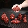 Mascota de té de arena púrpura de Yixing, Buda Maitreya, Guanyin, Dios de la Riqueza, pequeños adornos, figura, bolsa de tela, escultura de Buda, inserto fragante, artesanía de cerámica