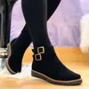 Botas Cortas Martin de Gamuza con Suela Gruesa, Nuevas, Transfronterizas Europeas y Americanas, para Mujer, Tallas Grandes, Hebilla, Cremallera Lateral, Botines Retro