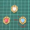 6 Cores 20X26mm Aço Inoxidável Galvanizado a Vácuo Ouro Esmalte Pingente de Gotejamento de Óleo Pingente de Coração Vazado Pingente