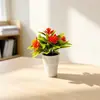 Nueva planta en maceta pequeña de loto de 5 flores de plástico transfronteriza para decoración de sala de estar en casa, maceta linda tipo helado artificial flor bonsái
