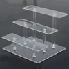 Estante de Exhibición de Modelo Hecho a Mano Transparente de Acrílico Personalizado de Múltiples Niveles Escalonados para Almacenamiento de Joyería y Perfume