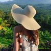 Chapéu de Palha com Aba Extra Grande, Chapéu de Praia à Beira-Mar, Chapéu de Verão com Proteção Solar, Chapéu de Palha Feminino para Viagem ao Ar Livre e Férias
