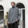 Suéter Preto de Gola Alta para Homens no Inverno, Veludo Engrossado, Estilo Preguiçoso Solto Camisa Base, Suéter de Malha Interno de Alta Qualidade