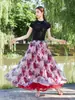 26 Nova Saia Estampada Estilo Boho Resort Europeu e Americano Primavera/Verão com Barra Larga para Mulheres