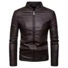 Jaqueta de Couro Moderna Masculina 2026 Outono/Inverno Nova Jaqueta Casual Masculina Estilo Coreano Slim Fit Gola Alta Jaqueta de Couro para Motociclista Europeia e Americana