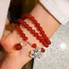 Design em Prata 925 6mm Vermelho Sangue de Pombo Ágata Carnelian Natural Vítrea Pulseira de Múltiplos Círculos Estilo Comutador