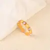 Anillo Abierto de Zirconia Chapado en Oro Moda Transfronteriza Aceite de Color que se Cae Diseño Creativo Joyería de Lujo Ligero Versátil para el Día a Día