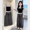 Conjunto de Otoño para Niñas 2026 Nuevo Conjunto de Dos Piezas Moderno con Tirantes para Niños, Ropa Elegante de Primavera y Otoño para Niñas