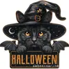 Placa de Madeira de Gato Engraçado para Halloween Transfronteiriça Estilo Americano Abóbora Gato Preto Decoração Atmosfera Festiva Artesanato