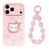 Soporte de anillo KT línea rosa adecuado para funda de teléfono Apple 17ProMax con cadena colgante de cuentas rosas para Huawei, Xiaomi, 17 y Vivo