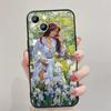 Adecuado para iPhone 15, hermosa funda para teléfono con pintura al óleo de chica europea y americana.