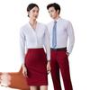 Camisas de Otoño con Cuello en V al por Mayor para Hombres y Mujeres, Camisas Blancas Profesionales, Uniformes de Trabajo para Meseros de Hotel, Uniformes de Auxiliar de Vuelo