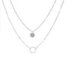 Europa y Estados Unidos collar de cadena para la clavícula con colgante de lentejuelas de círculo hueco popular de personalidad transfronteriza, doble capa retro simple, para novias