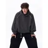 Hasselblad Diseño de Línea Sudadera con Capucha Vintage Lavada con Arena de Peso Pesado Ropa Exterior Holgada de Talla Grande para Adolescentes Marca de Tendencia