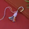 Llavero de borla de algodón de Xizang de 4 cm, cordón, combinación de colores dopamina, colgante para teléfono móvil, bolsa tejida DIY, joyería de borla de moda