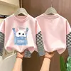 Linda camiseta básica de manga larga para niñas, colección primavera/otoño 2026, camiseta elegante de cuello redondo, algodón puro, aspecto en capas, para niños de talla mediana y grande