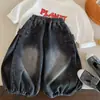 Jeans Infantil Unissex para Primavera e Outono Roupa de Bebê Estilosa Personalidade Infantil Marca Tendência Estilo Coreano Calças Jogger Harem Soltas da Moda