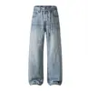 Roupas Masculinas Fengshe / Nova Coleção Primavera 2026 Marca Moderna Masculina Jeans Reto Solto com Cordão Único e Design de Tinta Salpicada