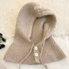 Pasamontañas Nuevo Otoño e Invierno para Mujer Engrosado Cálido Cortavientos Pulóver Protección para Orejas Cordón Bufanda para el Cuello Gorro de Lana Integrado