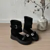 Sandálias de Dedo com Plataforma e Salto Grosso para Mulheres 2026 Novas Botas de Verão Botas Western Cowboy Arredondadas Chinelos Botas de Cano Curto